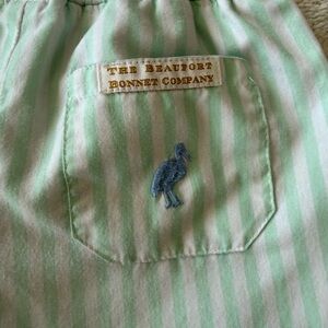 The Beaufort Bonnet Company Grace Bay Green Stripe Shelton Shorts Size 4T